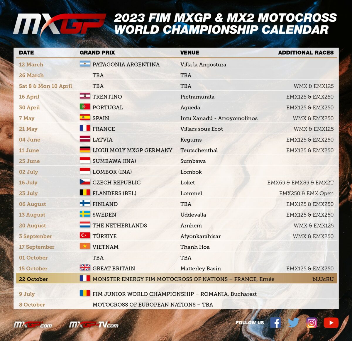 2023 British MXGP in October as full MXGP World Championship calendar