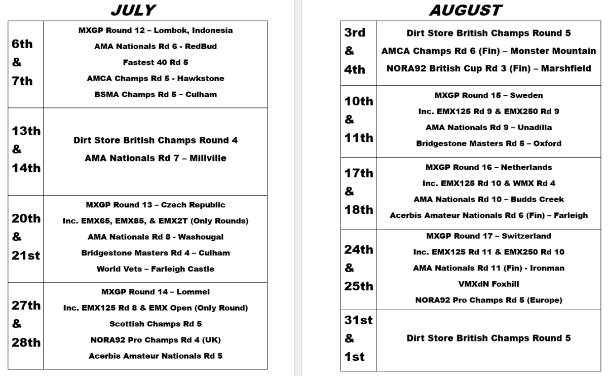 Futures Friday Your guide to the 2024 British Motocross Calendar