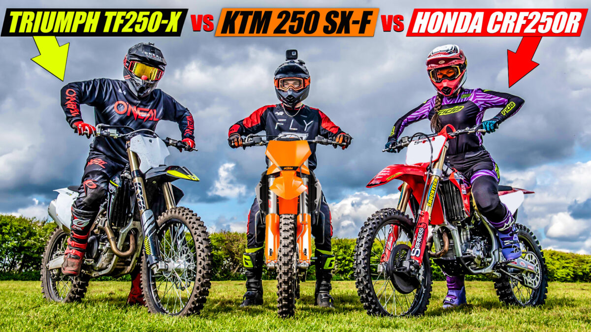 Triumph TF 250-X vs KTM 250 SX-F vs Honda CRF250R | DIRT BIKE SHOOTOUT!