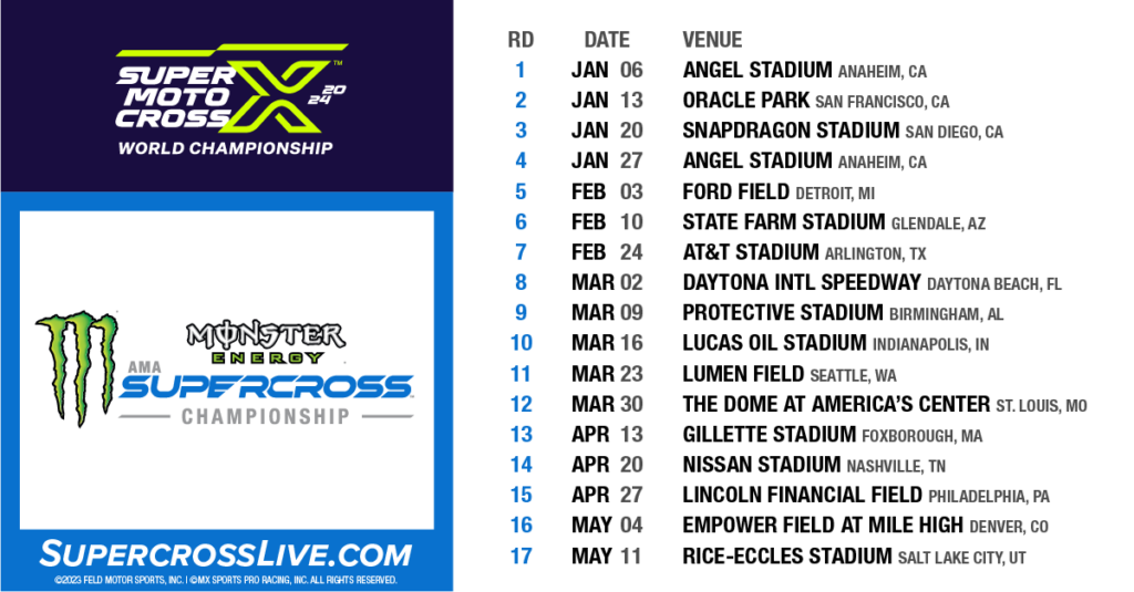 INFO 2024 SuperMotocross calendar Motocross & Supercross news Cult