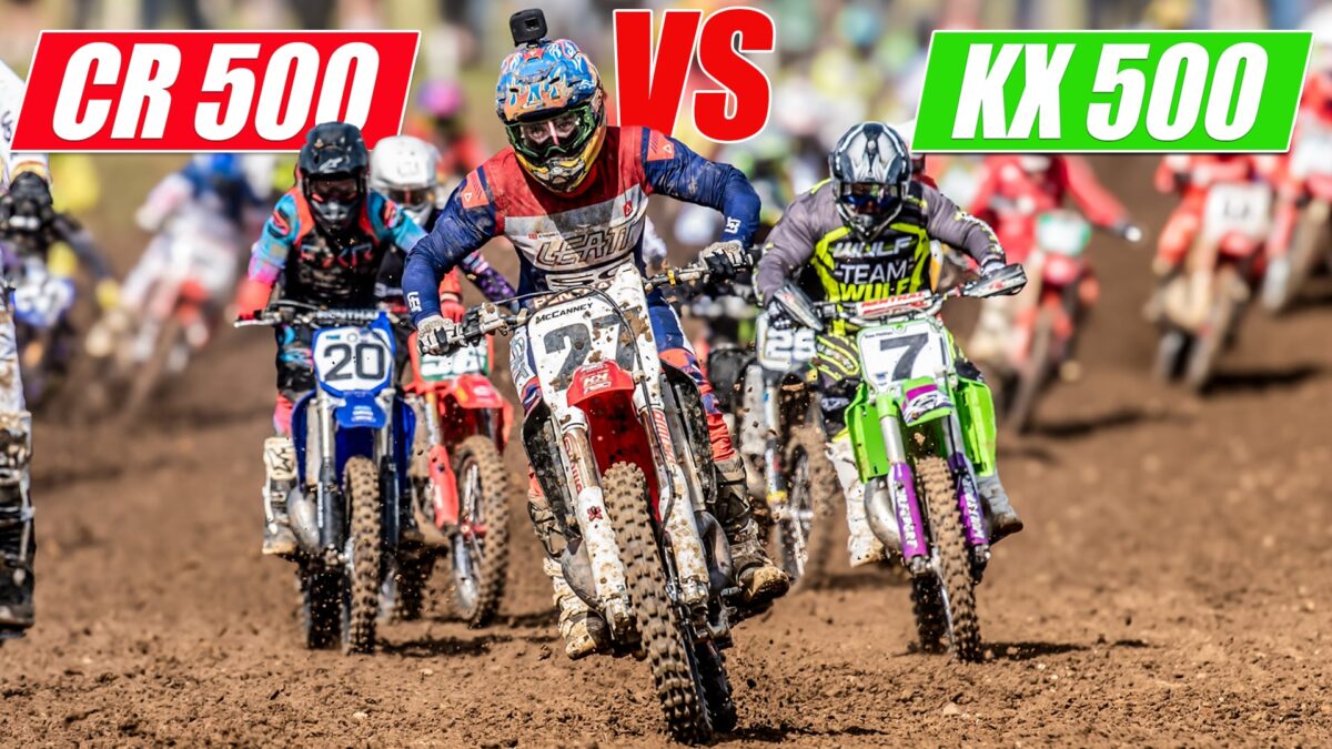 Danny McCanney V Glen Phillips - Honda CR500 V Kawsaki KX500 at Farleigh Castle Vets MX